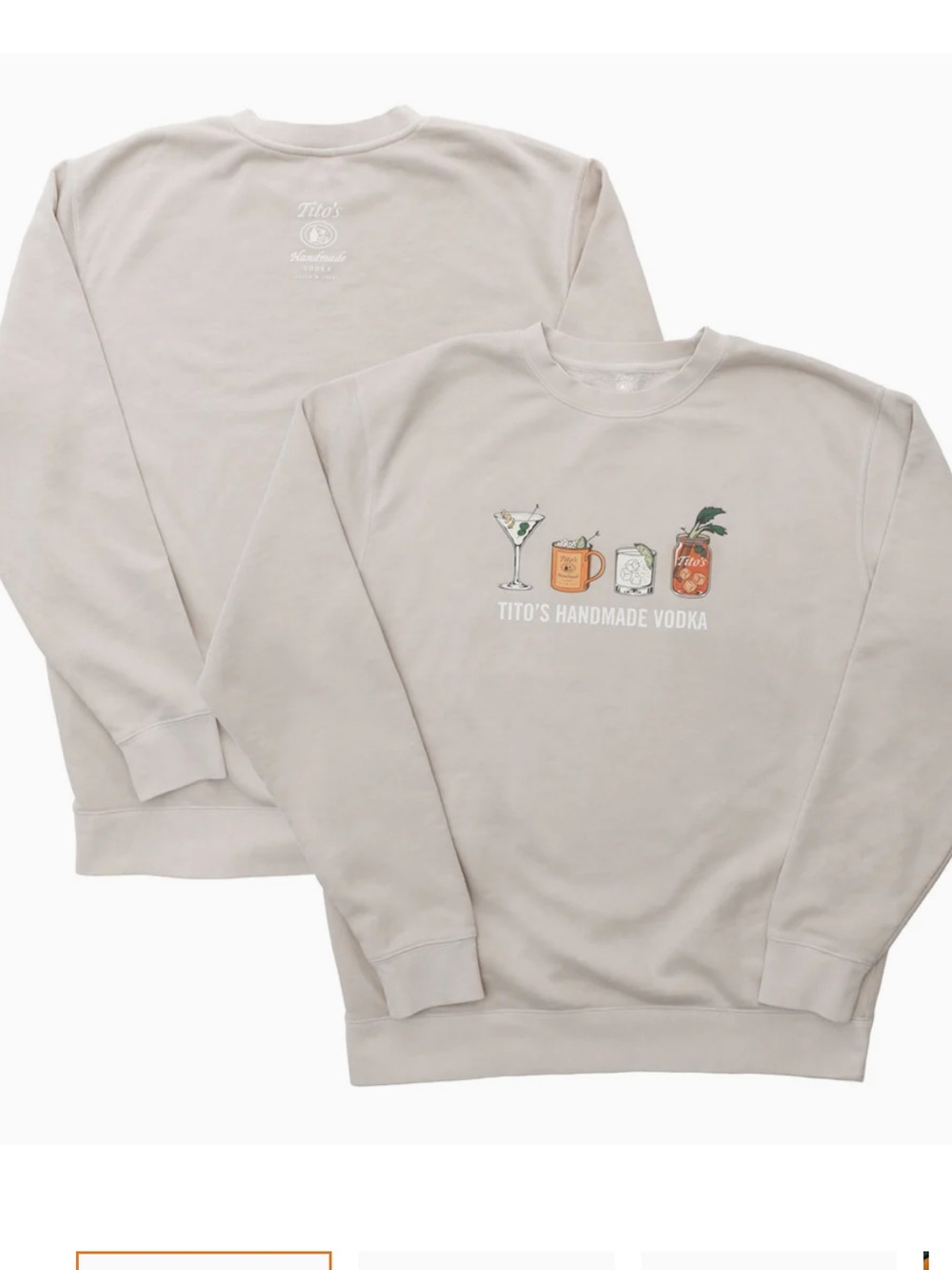 Tito’s Classic Cocktail Crewneck Sweatshirt - Cream